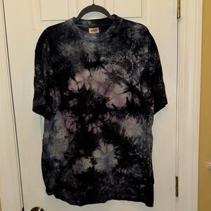 Read a Book Embroidered Tie-Dye Heavyweight Short Sleeve Tee - Black and Purple